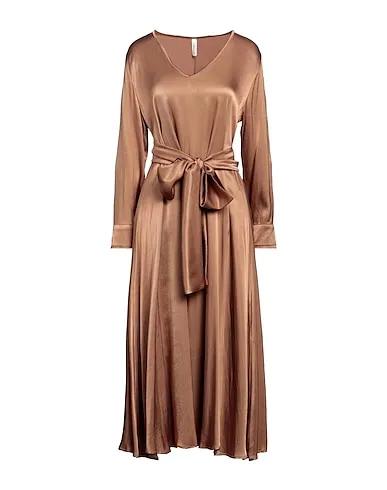 Brown Satin Midi dress