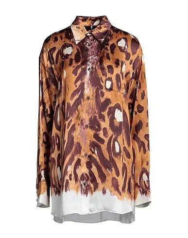 Brown Satin Patterned shirts & blouses