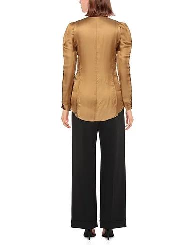 Brown Satin Solid color shirts & blouses