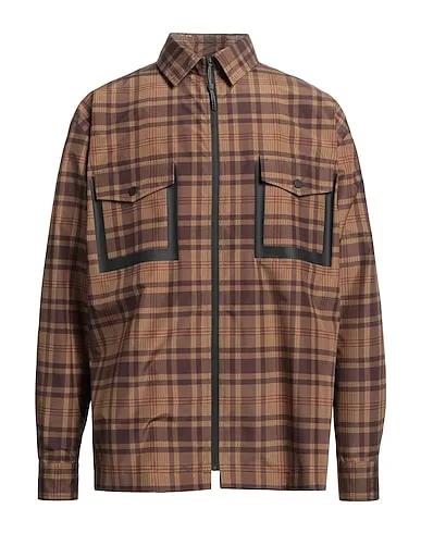 Brown Techno fabric Checked shirt