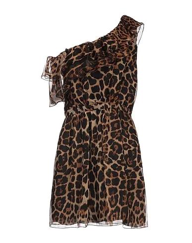 Brown Voile One-shoulder dress