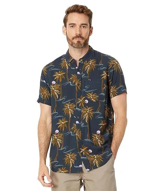 Brushed Palm Floral Short Sleeve Woven