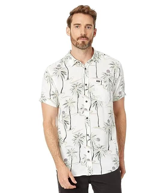 Brushed Palm Floral Short Sleeve Woven