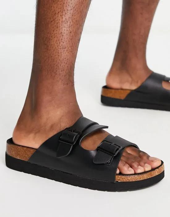 buckle sandals in black