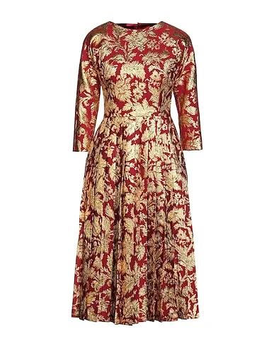 Burgundy Brocade Midi dress