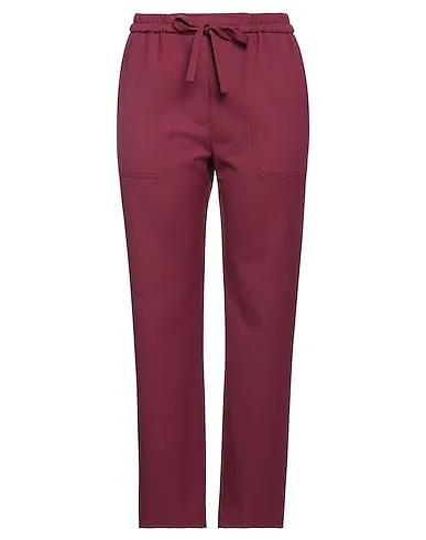 Burgundy Cotton twill Casual pants