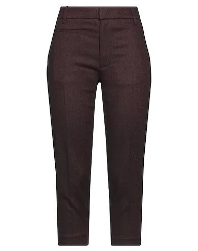 Burgundy Cotton twill Cropped pants & culottes