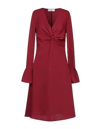 Burgundy Cotton twill Midi dress