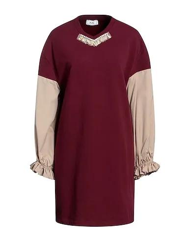 Burgundy Cotton twill Short dress