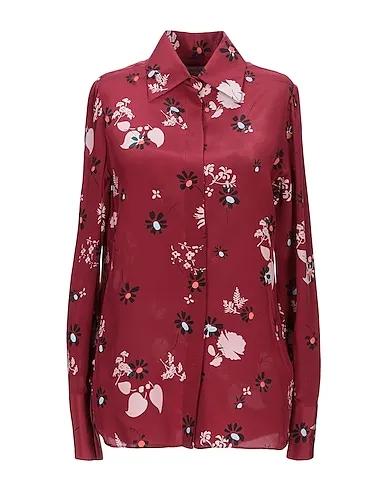 Burgundy Crêpe Floral shirts & blouses