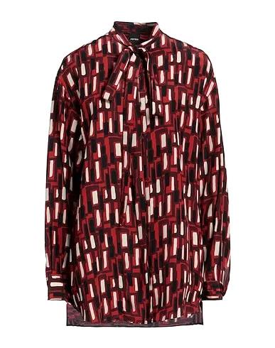 Burgundy Crêpe Patterned shirts & blouses