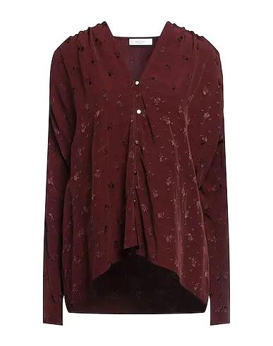 Burgundy Jacquard Solid color shirts & blouses