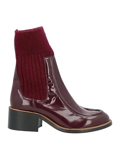 Burgundy Knitted Ankle boot