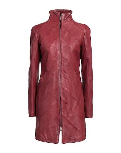 Burgundy Leather Full-length jacket