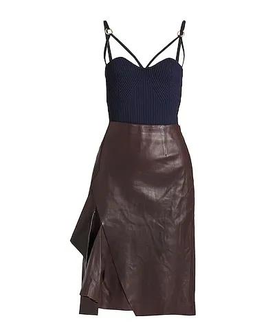 Burgundy Leather Midi skirt