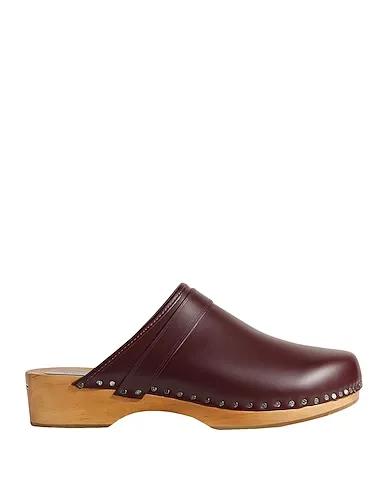 Burgundy Leather Mules and clogs