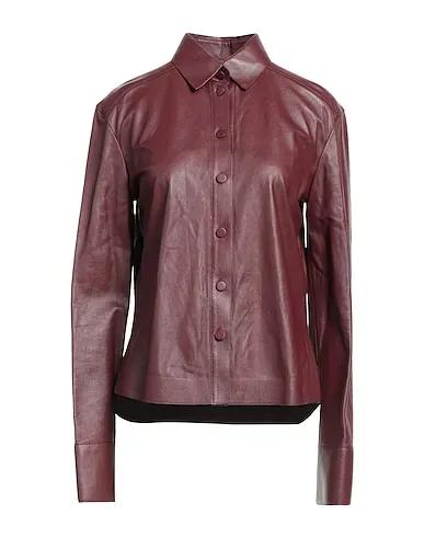 Burgundy Leather Solid color shirts & blouses