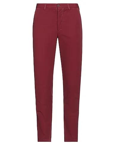 Burgundy Plain weave Casual pants