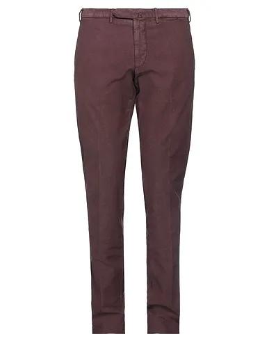 Burgundy Plain weave Casual pants