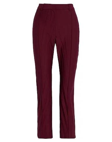Burgundy Plain weave Casual pants
