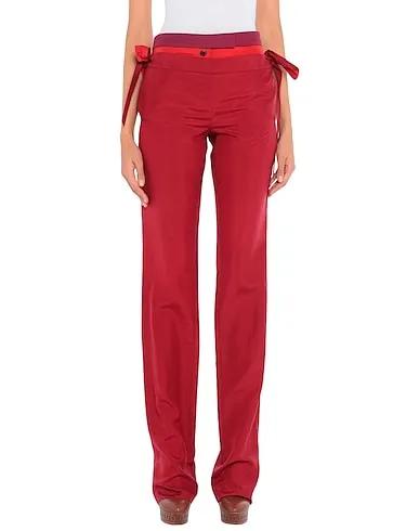 Burgundy Plain weave Casual pants