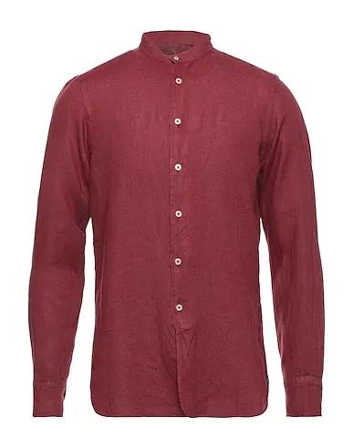 Burgundy Plain weave Linen shirt