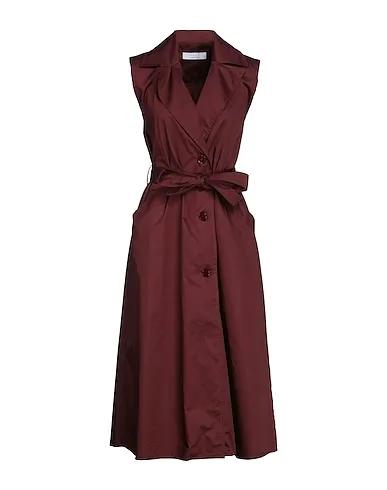 Burgundy Plain weave Midi dress
