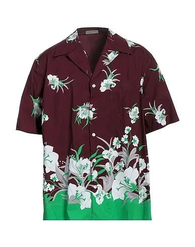 Burgundy Plain weave Patterned shirt