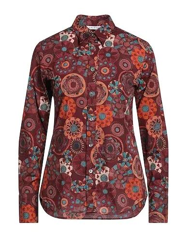 Burgundy Plain weave Patterned shirts & blouses