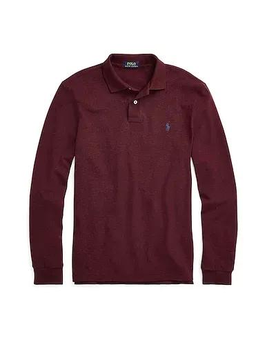 Burgundy Polo shirt SLIM FIT MESH LONG-SLEEVE POLO SHIRT
