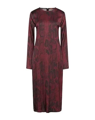 Burgundy Satin Midi dress