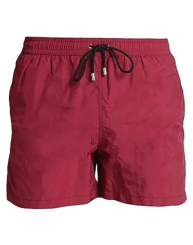 Burgundy Techno fabric Swim shorts
