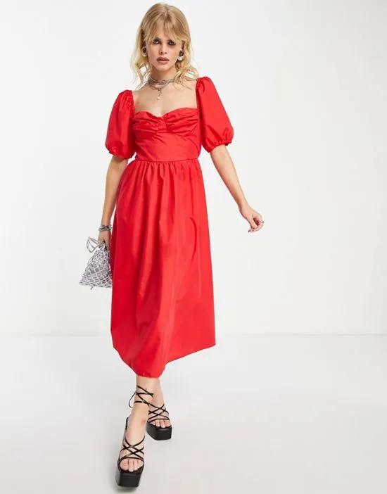 bust cup midi dress in red