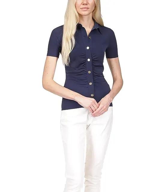 Button Front Ruched Top