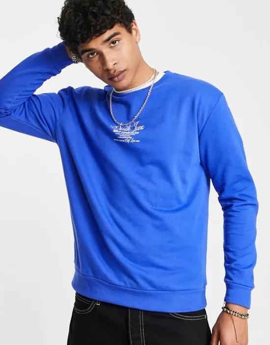 caligraphy sweatshirt in blue