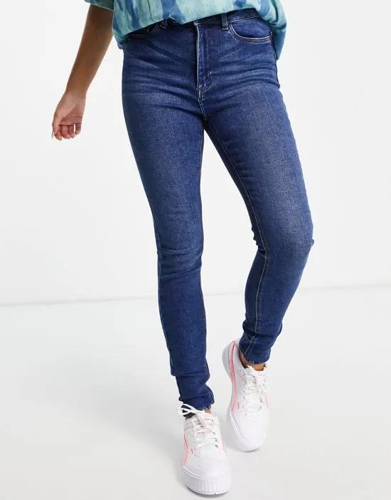 Callie high waist skinny jeans in mid blue wash