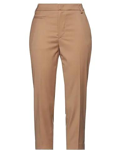 Camel Cotton twill Cropped pants & culottes