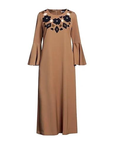 Camel Cotton twill Midi dress