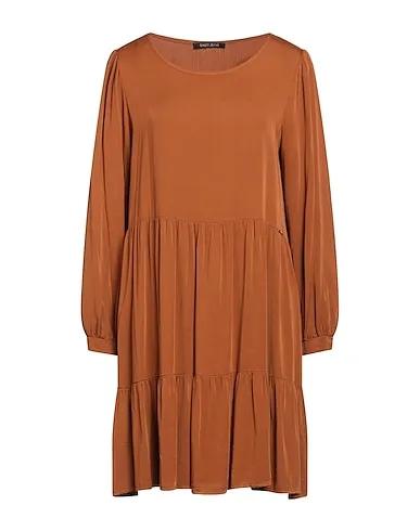 Camel Cotton twill Short dress