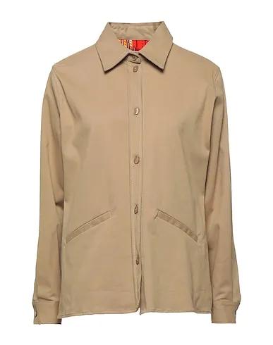Camel Cotton twill Solid color shirts & blouses