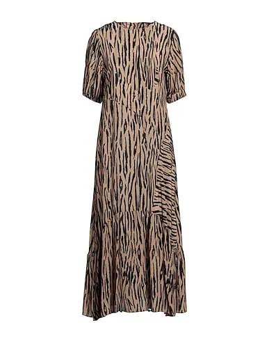 Camel Crêpe Long dress