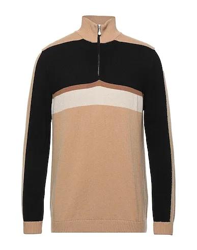 Camel Knitted Sweater with zip
