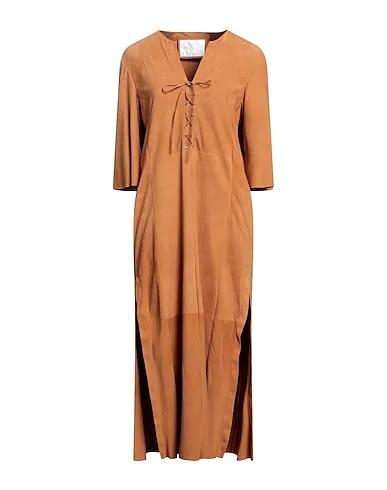 Camel Leather Midi dress