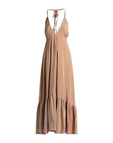 Camel Plain weave Long dress
