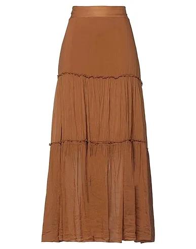Camel Plain weave Maxi Skirts