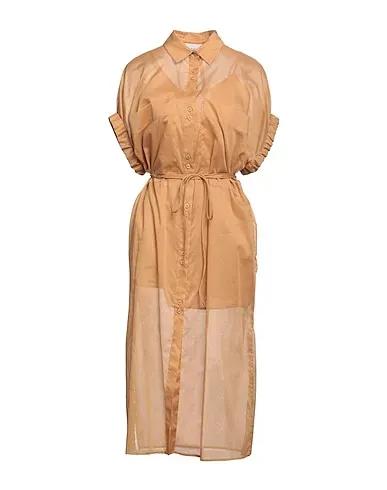 Camel Plain weave Midi dress