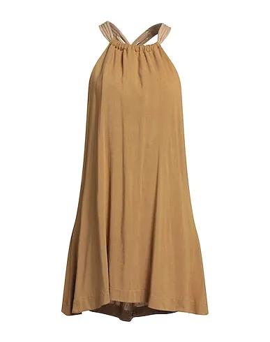 Camel Plain weave Short dress