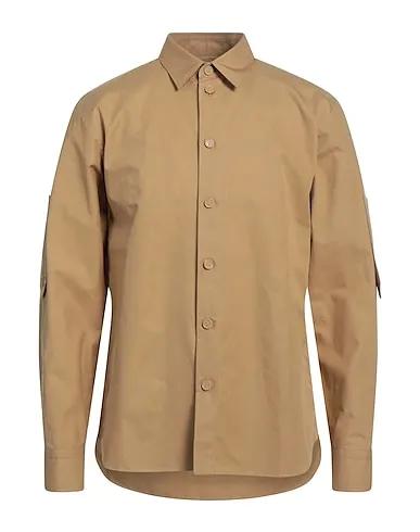 Camel Poplin Solid color shirt