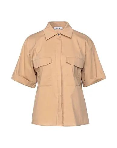 Camel Poplin Solid color shirts & blouses