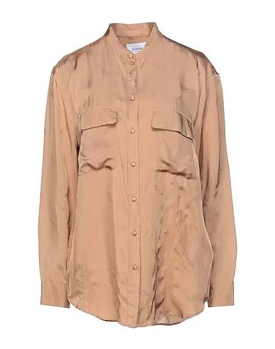 Camel Satin Patterned shirts & blouses